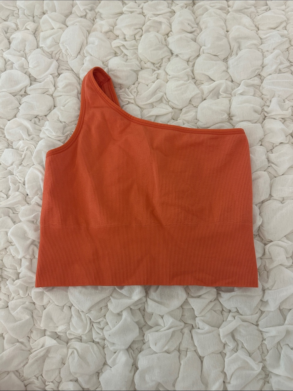 Athleta One-Shoulder Ribbed Crop Top - Orange